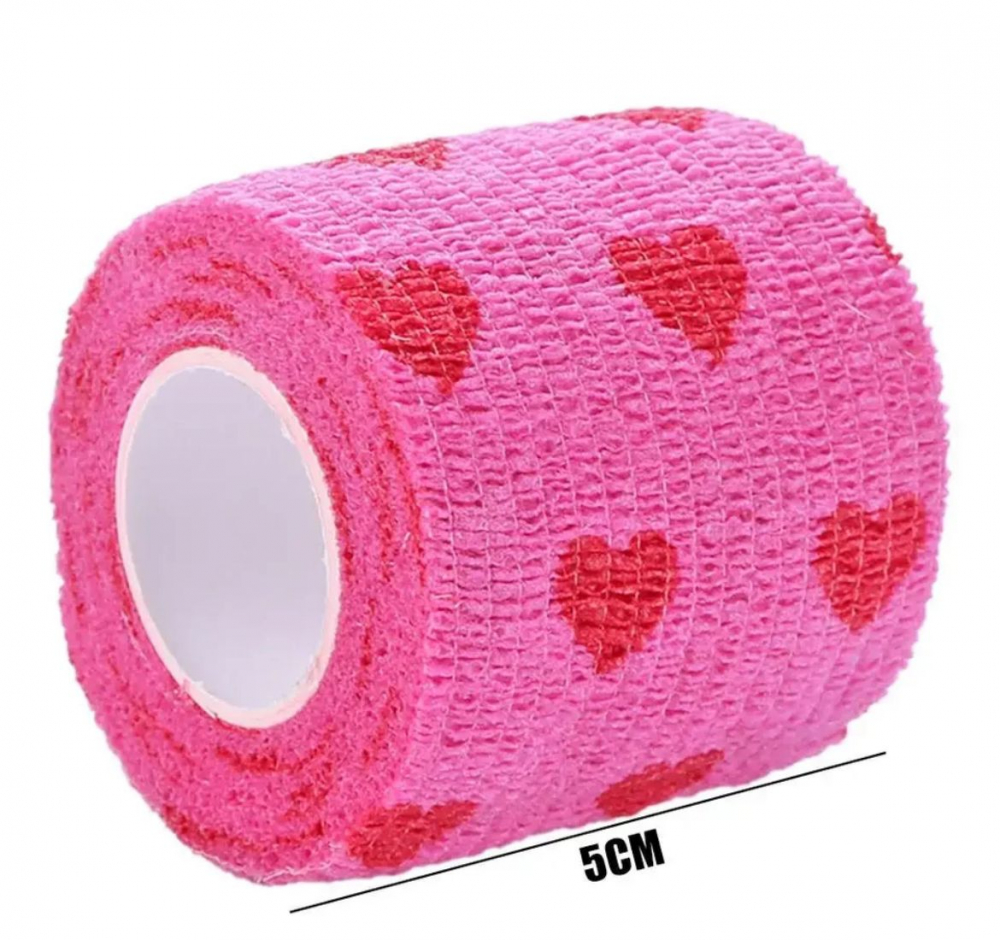 Selbsthaftende Fixierbinde HEART pink 5cm/4,5m